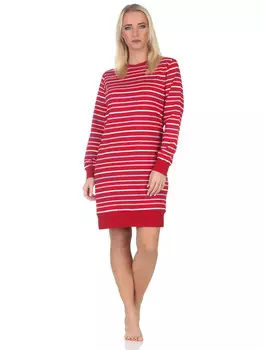 Ночная рубашка NORMANN Interlock langarm Streifenoptik, красный