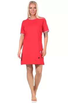 Ночная рубашка NORMANN kurzes Bigshirt KatzenApplikation, красный