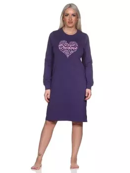 Ночная рубашка NORMANN langarm Bndchen Herz, фиолетовый
