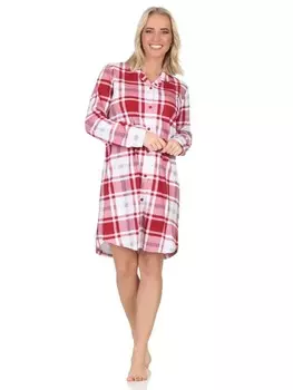 Ночная рубашка NORMANN langarm karierte Optik Jersey, красный