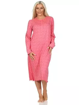 Ночная рубашка NORMANN Langarm klassische Design Knopfleiste am Hals, цвет beere