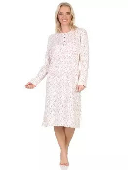 Ночная рубашка NORMANN Langarm klassische Design Knopfleiste am Hals, кремовый