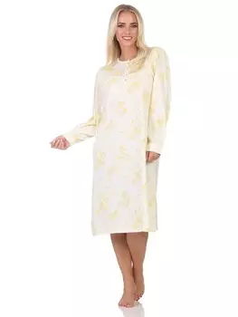 Ночная рубашка NORMANN Langarm klassische Design Knopfleiste am Hals, цвет vanille