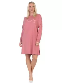 Ночная рубашка NORMANN Langarm Kuschel Interlock Frontprint, цвет altrose