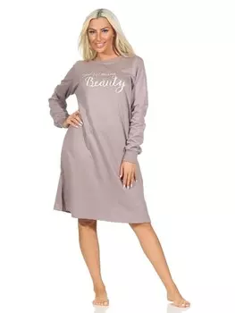 Ночная рубашка NORMANN Langarm Kuschel Interlock Frontprint, серый