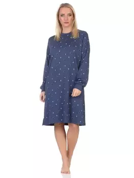 Ночная рубашка NORMANN Langarm Kuschel Interlock Langarm Sterne Optik, цвет blau-mel.