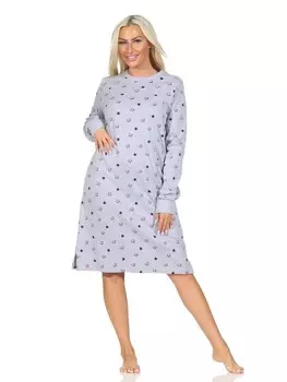 Ночная рубашка NORMANN Langarm Kuschel Interlock Langarm Sterne Optik, цвет grau-mel.