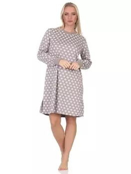 Ночная рубашка NORMANN Langarm Kuschel Interlock Tupfen Optik, серый