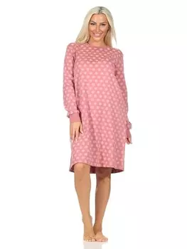Ночная рубашка NORMANN Langarm Kuschel Interlock Tupfen Optik, цвет altrose