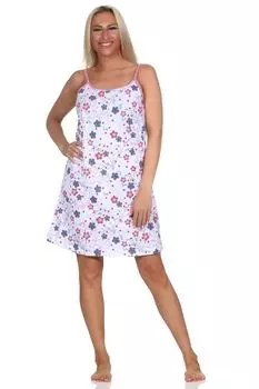 Ночная рубашка NORMANN rmelloses Spaghetti Trger floralem print, белый