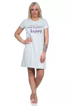 Ночная рубашка NORMANN Schn Kurz halbarm Bigshirt Zierspruch, синий