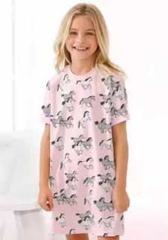 Ночная рубашка Petite Fleur с принтом лошади по всей поверхности, цвет Rosa-Grau-Meliert