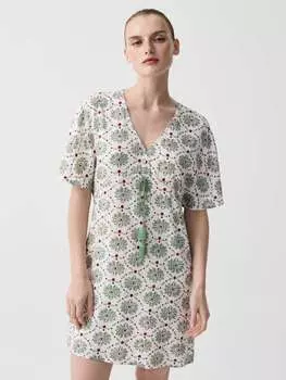 Ночная рубашка с цветочным принтом и кулиской Ovs, цвет white/green