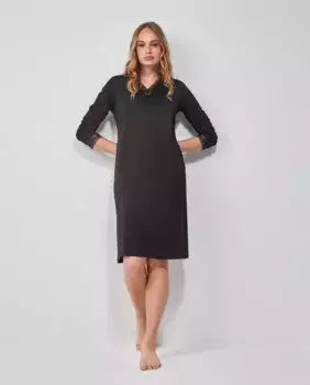 Ночная рубашка с длинными рукавами и кружевными деталями Gisela, черный