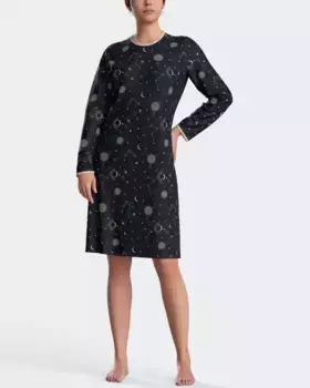 Ночная рубашка с длинными рукавами и принтом Gold Constellation Impetus, темно-синий