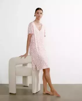 Ночная рубашка с геометрическим цветочным принтом nfasis, цвет Rosa