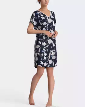 Ночная рубашка с короткими рукавами и цветочным принтом Impetus, синий