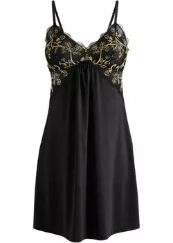 Ночная рубашка с люрексовой вышивкой Bodyflirt, черный