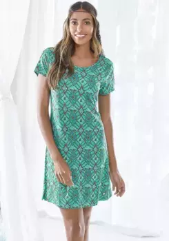 Ночная рубашка S.Oliver с орнаментальным принтом, зеленый