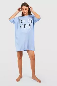 Ночная рубашка с принтом для материнства light me sleep Boohoo, синий