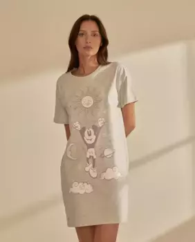 Ночная рубашка с принтом Микки Easy Wear, светло-серый