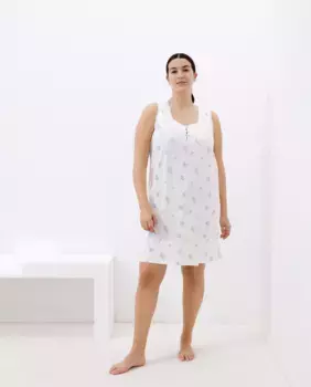 Ночная рубашка с принтом на бретелях Couchel, белый