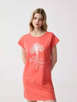 Ночная рубашка с тропическим принтом Ovs, цвет papaya orange