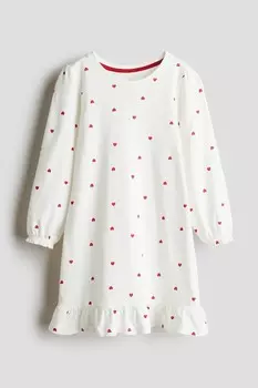 Ночная рубашка с воланной отделкой H&M, белый
