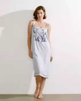 Ночная рубашка с вышитыми цветочными бретелями nfasis, синий