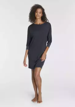 Ночная рубашка Schiesser "Modern Nightwear" с рукавами "летучая мышь" 3/4, синий