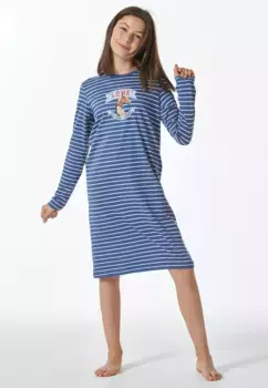 Ночная рубашка Schiesser с окантовкой круглого выреза, синий