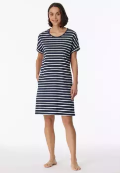 Ночная рубашка Schiesser с серо-пестрым узором, синий