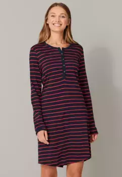 Ночная рубашка Schiesser ""selected! premiumspiration"" с классическими полосками, цвет Navy-Dunkelrot-Gestreift