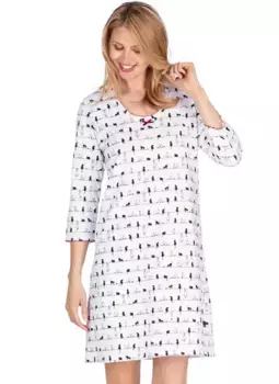 Ночная рубашка Trigema "Ночная рубашка TRIGEMA с рукавом 3/4 и мотивом кошки " (1 шт.), белый
