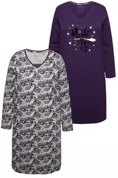 Ночная рубашка Ulla Popken Nightgown, цвет aubergine/black