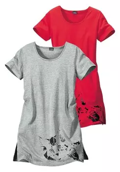 Ночная рубашка VIVANCE, цвет mottled grey/Cranberry