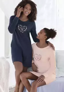 Ночная рубашка Vivance Dreams (2 шт.) с цветочным принтом в двойной упаковке, синий