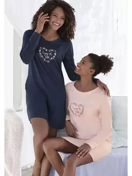 Ночная рубашка VIVANCE DREAMS, цвет blau, rosa gemustert