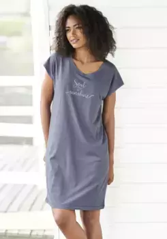 Ночная рубашка Vivance Dreams с эффектным летним принтом, синий