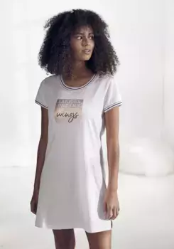 Ночная рубашка Vivance Dreams с эффектным принтом, белый