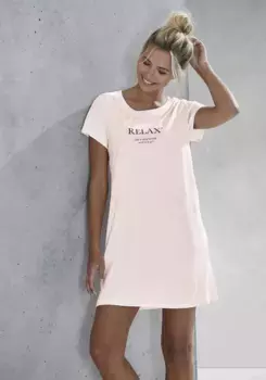 Ночная рубашка Vivance Dreams с эффектным принтом, розовый