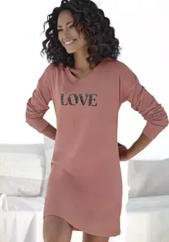 Ночная рубашка Vivance Dreams с крупным принтом спереди, оранжевый