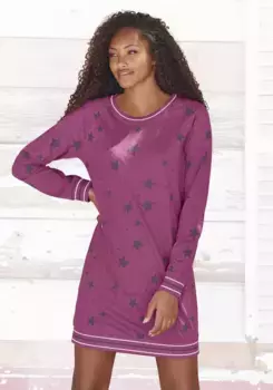 Ночная рубашка Vivance Dreams с модным звездным принтом, бордовый