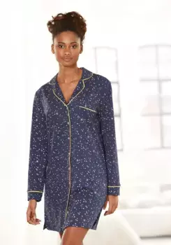 Ночная рубашка Vivance Dreams с принтом по всей поверхности, синий