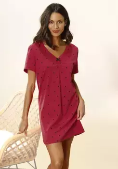 Ночная рубашка Vivance Dreams с принтом в виде сердечек, красный