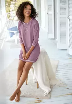 Ночная рубашка Vivance Dreams с ребристыми манжетами, лиловый