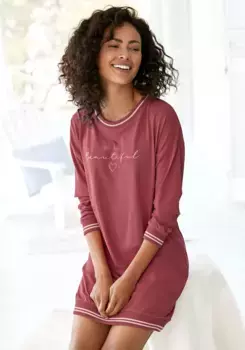 Ночная рубашка Vivance Dreams с ребристыми манжетами, красный