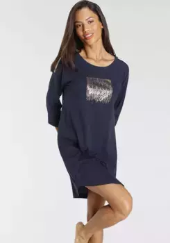 Ночная рубашка Vivance Dreams с закругленным подолом, синий