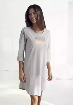 Ночная рубашка Vivance Dreams с закругленным подолом, цвет Grau-Meliert