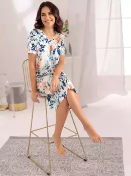 Ночная рубашка " Wschepur" "Ночная рубашка", цвет Wei-Apricot-Bedruckt